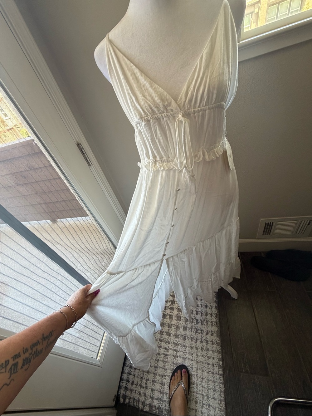 Passport Cream Sleeveless V-Neck Maxi Dress